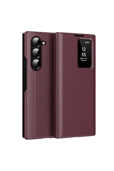 SKYDDAR INNOVATION Case for Samsung Galaxy Z Fold6, with wallet and SmartView, Premium, sticker set, Red
