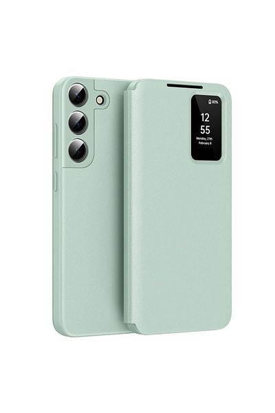 SKYDDAR INNOVATION Husă pentru Samsung Galaxy S22 5G, cu portofel și SmartView, Premium, set de stickere, verde