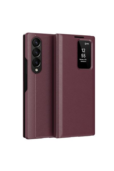 SKYDDAR INNOVATION Case for Samsung Galaxy Z Fold4, with wallet and SmartView, Premium, sticker set, Red