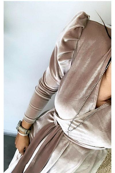 thezkscom Honey Foam Καρπούζι μανίκι διπλό στήθος βελούδινο ζωσμένο