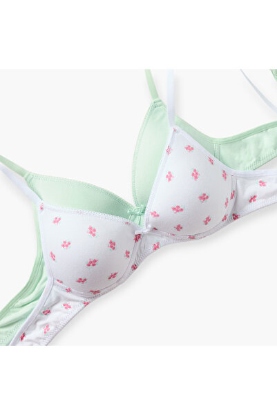 Juniors Assorted Teen Bra with Adjustable Straps and Bow Detail - Set of 2