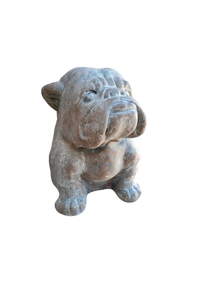 DECORIS Bulldog Decorative Figurine, 42 cm, White Ceramic