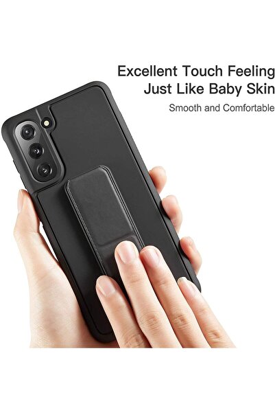Yuwell YU WELL Samsung Galaxy S22 Plus 3-in-1 Back Stand Case & Cover with Magnet Holder & Hand Grip Black