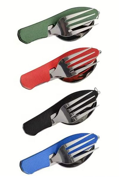 usin Stainless Steel Camping Outdoor Fork Knife Spoon Canned Willow Bottle Corkscrew Dinnerware Set 175X40Mm