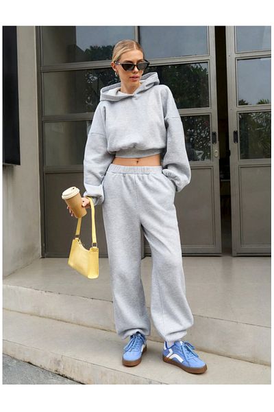 CANDERO Pantaloni de sport pentru femei, gri JOGGER, supradimensionați, îmbrăcăminte sportivă, de calitate, cu croiala largi, pantaloni de sport din țesătură confortabilă, YUS
