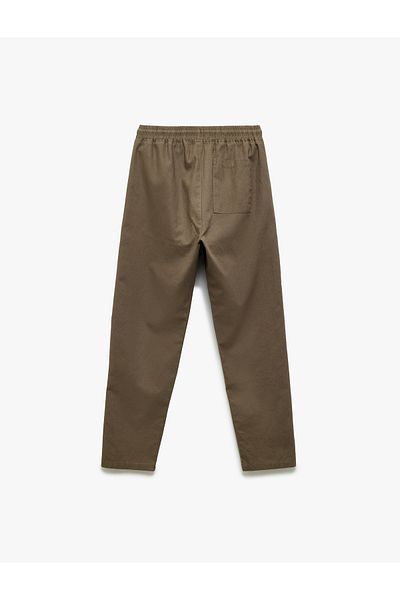 Koton New Season Linen Cotton Blended Summer Chino Trousers with Laced Waist