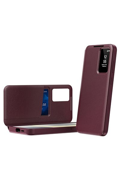 SKYDDAR INNOVATION Case for Samsung Galaxy S25 Ultra, with wallet and SmartView, Premium, sticker set, Red