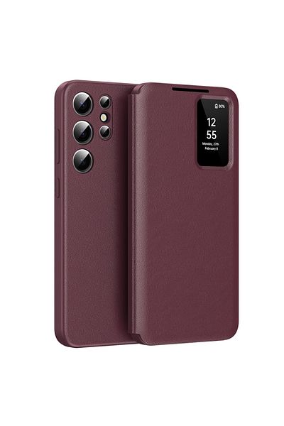 SKYDDAR INNOVATION Case for Samsung Galaxy S24 Ultra, with wallet and SmartView, Premium, sticker set, Red