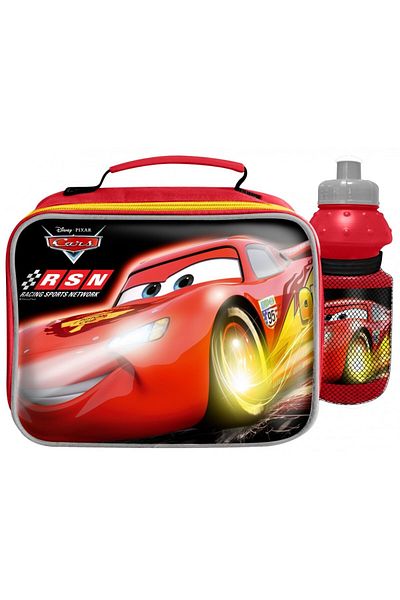 Disney Geantă de prânz izolată Cars cu sticlă de apă, roșie