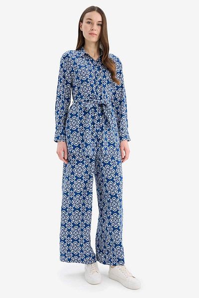 DeFacto Wide Leg Wide Wide Leg Patterned Viscose Trousers D9757Ax25Sm