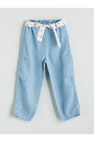LC Waikiki Lcw Kids Blue Elastic Waist Girl's Balloon Jean Trousers