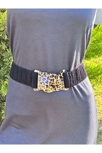 Gönülden Tasarım CUREA DE DAME ELASTICA CU CATARAMA LEOPARD 80X5 CM