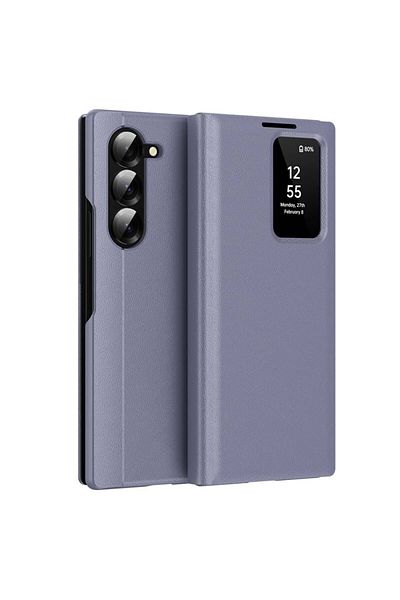 SKYDDAR INNOVATION Husă pentru Samsung Galaxy Z Fold6, cu portofel și SmartView, Premium, set de stickere, violet
