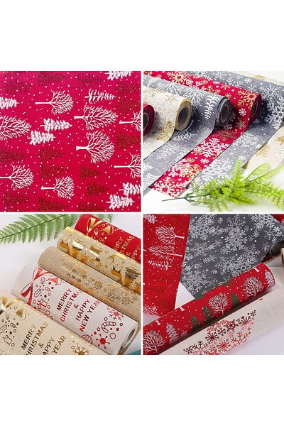LIROPAU Tablecloth LIROPAU, cotton/linen, red/white, 28 x 275 cm