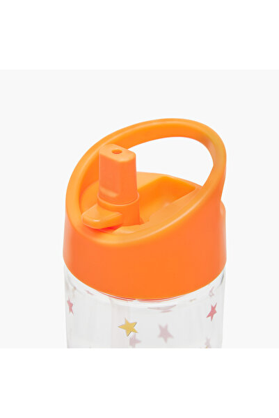 GLOO Football Print Water Bottle with Straw and Handle - 420 ml