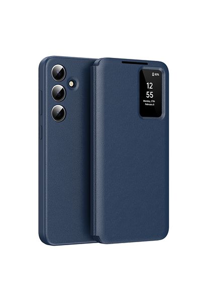 SKYDDAR INNOVATION Husă pentru Samsung Galaxy S24, cu portofel și SmartView, Premium, set de autocolante, albastră