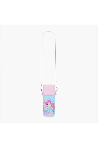 minmie Mermaid Print Water Bottle with Detachable Strap and Screw Lid - 450 ml