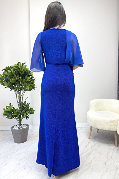 thezkscom Rochie de seară pentru femei cu mânecă scurtă, argintiu, lung, cu detalii de piatră, mărime mare, rochie de seară de sezon nou burgundă, gri, sax, verde