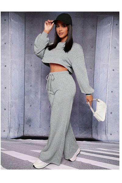 CANDERO Pantaloni de sport pentru femei, gri, largi, supradimensionați, de calitate, cu croiala largi, flexibili, confortabili, din țesătură YUS