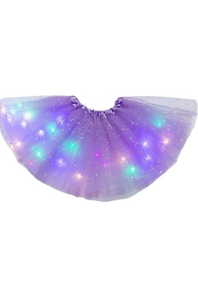 OEM Fustă pentru fete cu lumini LED și sclipici, prințesă, tutu, poliester, 30 cm, violet