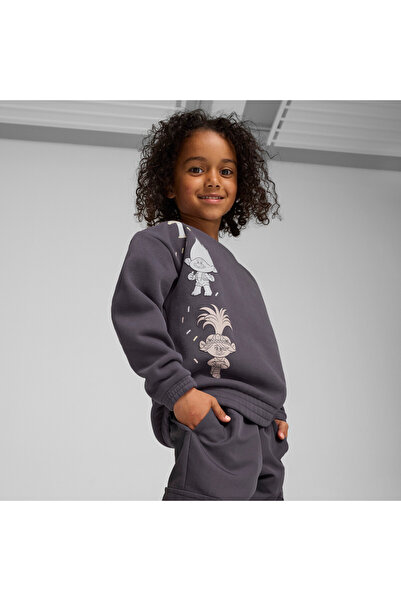 Puma Boys TROLLS Graphic Crew Sweat Top - Gray