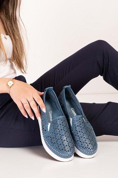Gondol Genuine Leather Comfortable Summer Shoes Kla.15 Blue