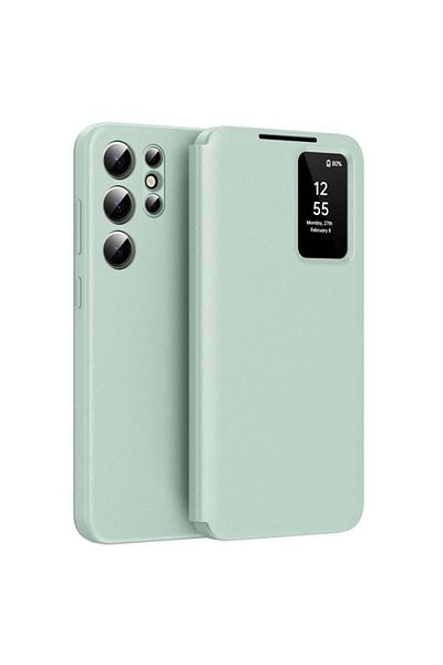 SKYDDAR INNOVATION Husă pentru Samsung Galaxy S25 Ultra, cu portofel și SmartView, Premium, set de stickere, verde