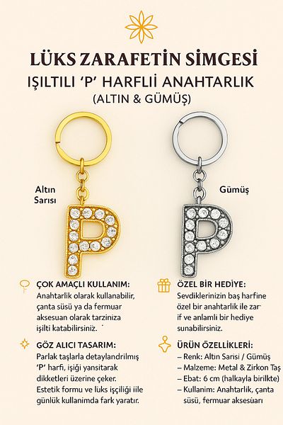 Handley Sparkling'P' Letter Keychain – a Touch of Luxury and Meaning