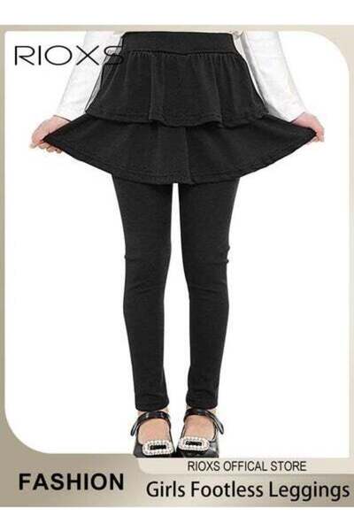RIOXS بنطلون ضيق بدون أقدام للفتيات الصغيرات مع تنورة توتو مكشكشة مبطنة بالصو...