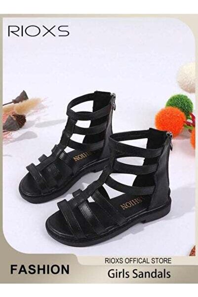 RIOXS صنادل أميرية أنيقة للبنات الصغار بنعل ناعم غير قابل للانزلاق وقابل للتعديل