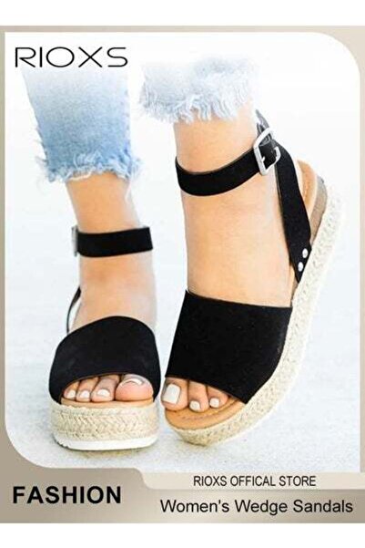 RIOXS صنادل نسائية صيفية مريحة ذات كعب روماني مجوف ومفتوحة من الأمام