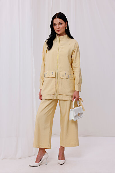 Jupe Kadın Modal Kumaş Taş İşlemeli Çift Cepli Kap 9260