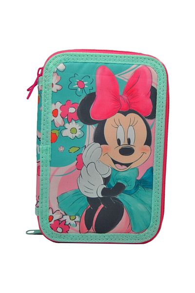 Minnie Mouse Equipped Pencil Case, 3 Compartments, 42 Pieces, Multicolor