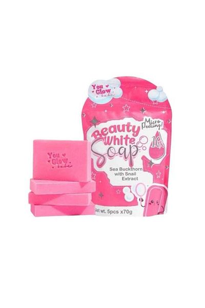 You Glow Babe Pink Whitening Soap – 5 Bars with Snail Mucin & Sea Buckthorn – Brightening & Mois