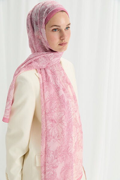 cs camellia scarf Σάλι Viena Silk Crepe - Ροζ καραμέλα