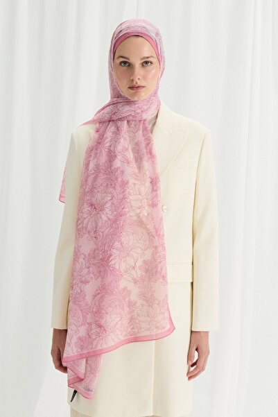 cs camellia scarf Σάλι Viena Silk Crepe - Ροζ καραμέλα