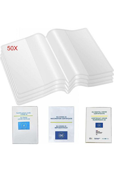 Mizijia Set of 50 Mizijia passport/passport covers, PVC, transparent, 154 X 110 mm