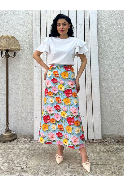 KÜÇÜĞÜM BUTİK Fusta din satin cu modele florale