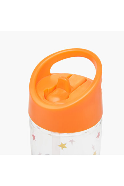 GLOO Football Print Water Bottle with Straw and Handle - 420 ml