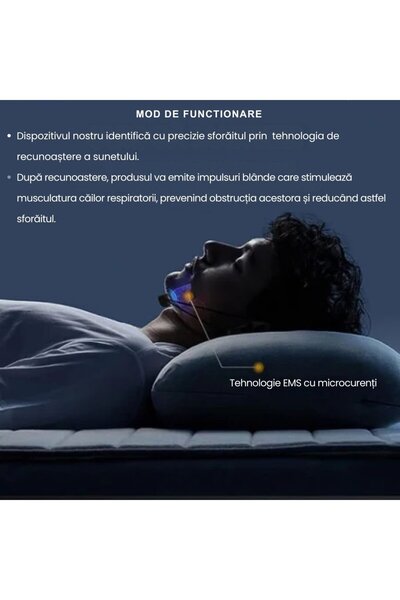 CLAUSTEEL Dispozitiv anti-sforăit, EMS, detectare automată, microcurenți, baterie, somn mai bun
