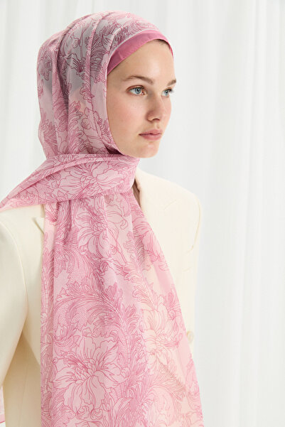 cs camellia scarf Σάλι Viena Silk Crepe - Ροζ καραμέλα