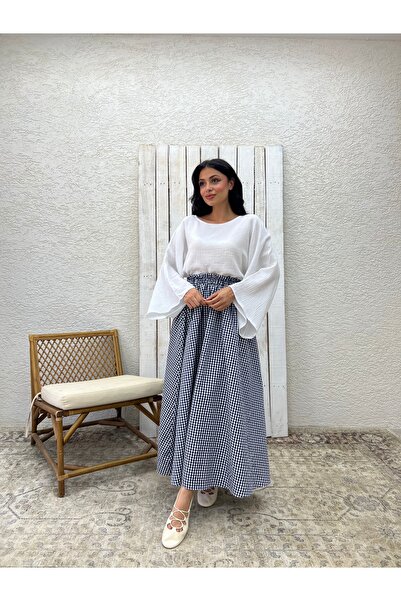 KÜÇÜĞÜM BUTİK Lacivert Поткаре Клош Поплін Етек