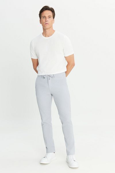 AC&Co / Altınyıldız Classics Ανδρικό σκούρο γκρι Slim Fit Slim Fit με δεμένη μέση ριγέ πλαϊνή τσέπη Casual Jogger παντελόνι