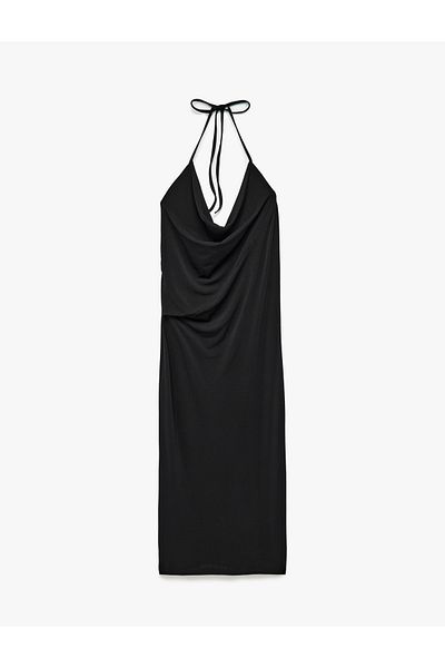Koton Φόρεμα Crepe Fabric Slim Fit Halter Neck Midi μήκους