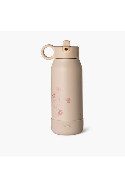 Citron Floral Print Water Bottle with Cleaning Brush and Straw - 250 ml