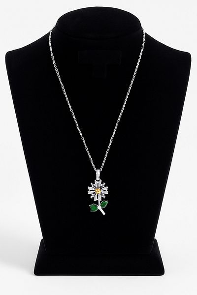 Bittox Daisy Figured Anti-Tarnish Steel Stylish Necklace for Women - Silver Color - for Daily and Special Occasions