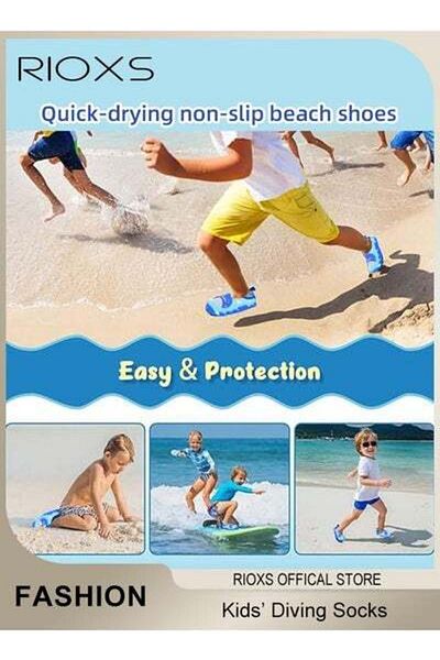 RIOXS Kids Water Shoes Beach Socks, Toddler Baby Girls Boys Barefoot, Quick-Dry Non-Slip Swim Socks