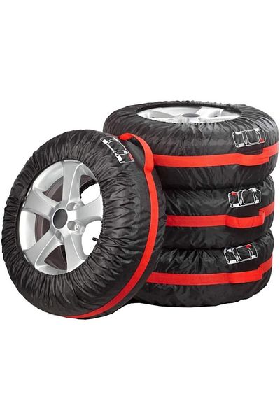 Siegbert Set 4 huse pentru anvelope auto Siegbert®, 12”-18”, Negru/Rosu