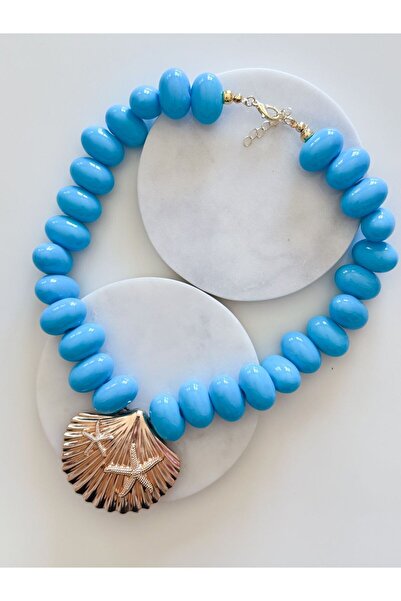 CHARMLUCKY Sea Shell Blue Necklace
