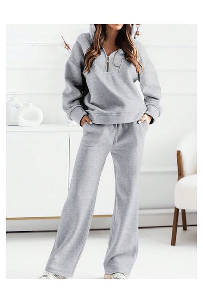 CANDERO Pantaloni de sport pentru femei, gri, largi, supradimensionați, de calitate, cu croiala largi, flexibili, confortabili, din țesătură YUS